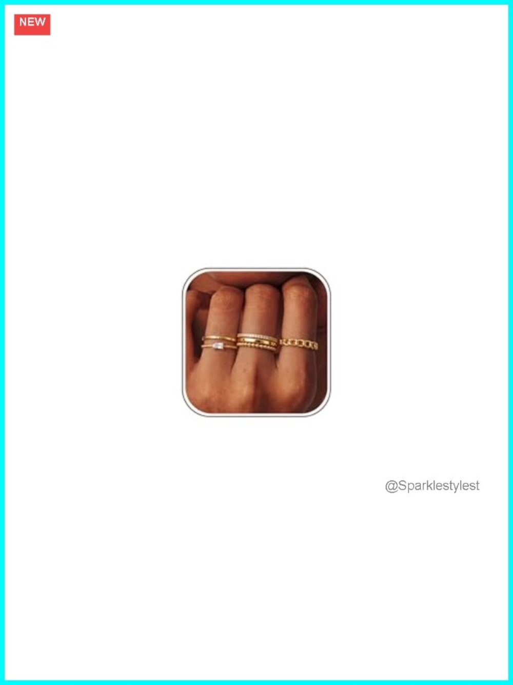14K Gold Plated Stackable Rings Set Statement Band Size 5-11